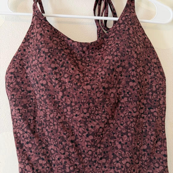 Athleta Choclate Floral Camo Keyhole Back One Piece Swimsuit Brown - Picture 4 of 8
